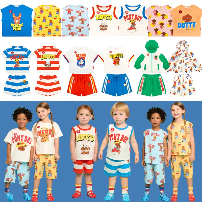 Summer 2026 New Kids T-shirt Shorts Set Korean Boy Girl Letter Printed T-shirt Children's Casual Set Sunscreen Suit Set