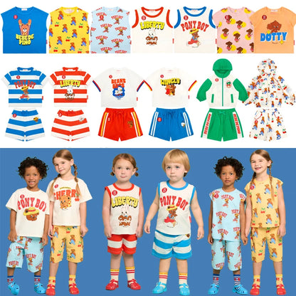 Summer 2026 New Kids T-shirt Shorts Set Korean Boy Girl Letter Printed T-shirt Children's Casual Set Sunscreen Suit Set