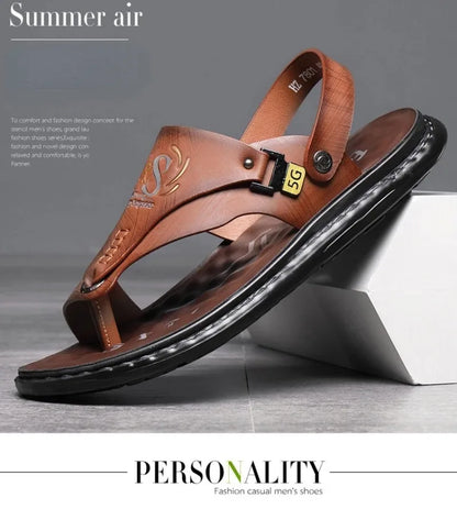 Sandals for Men High Quality Cow Leather Sandals Outdoor Casual Sport Sandals Anti Slip Beach Slippers for Men Summer Slippers
