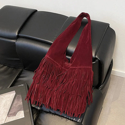 Suede Tassel High Quality Faux Shoulder Bags Fashion Large Capacity Sense of Luxury Popularity Women's Tote Bags Casual New