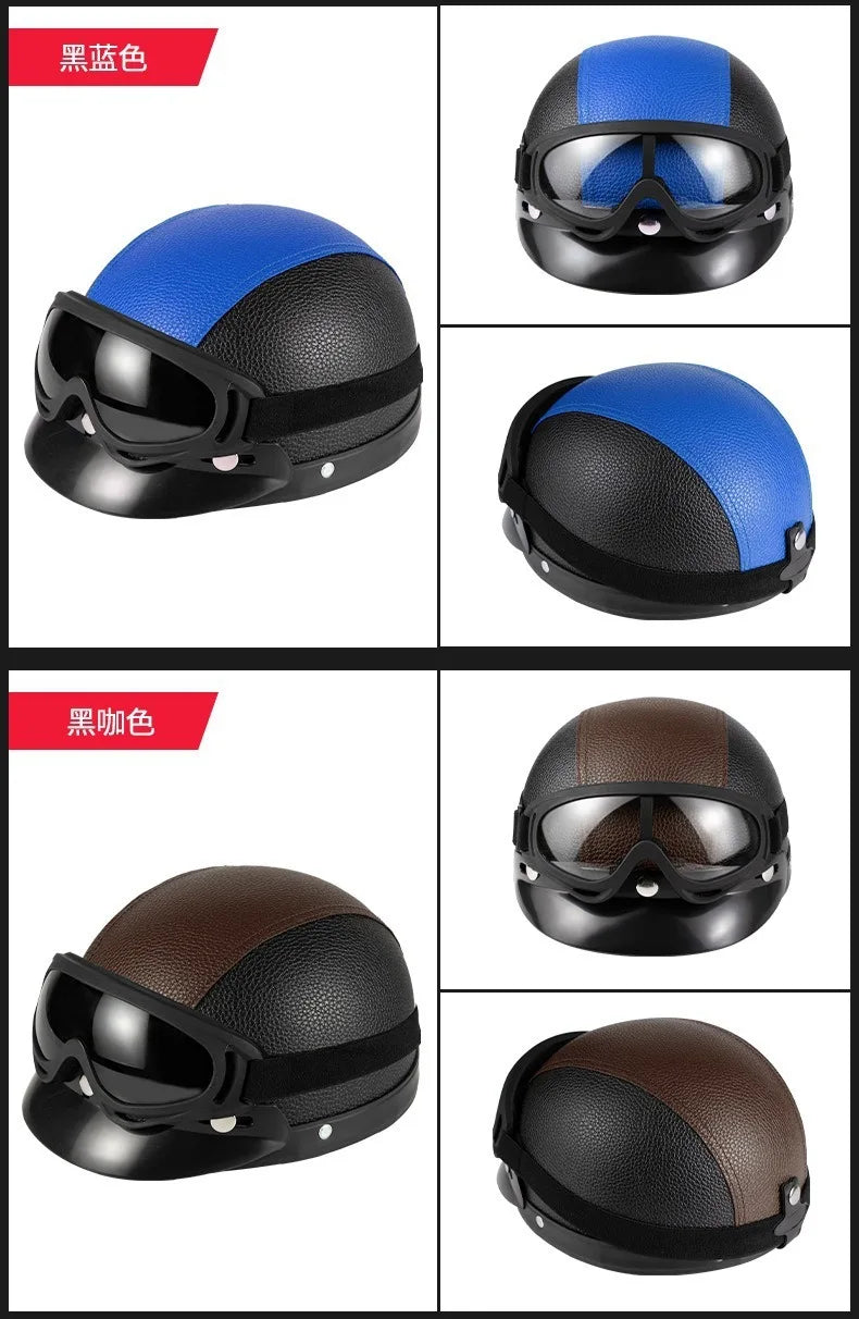 New style safety helmet motorcycle headgear all seasons universal for men and women, warm in autumn and winter,retro half helmet
