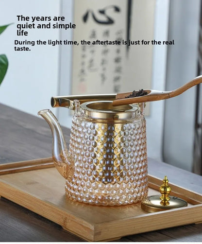 Hammer Japanese beam pot copper handle retro boiling teapot large capacity large hole sky pot high borosilicate glass teapot
