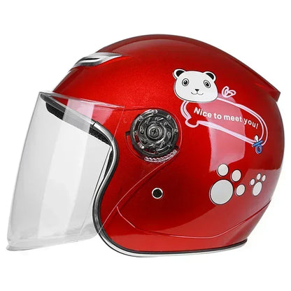 Cartoon Children Helmet With Pattern Four Seasons Safety Protection Child Outdoor Sports Motorcycle Open Face Cute