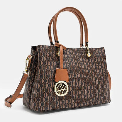 CH Letter Printed Handbag Light Luxury Brand Letter Pendant Design Fashionable and High-quality PU Leather Tote Bag