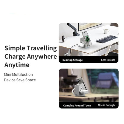 New 15W Qi2 3 In 1 Touch Autorotation Magnetic Wireless Charger For Android iPhone iWatch Magsafe Fast Charging Dock Station
