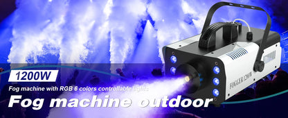 Datewink 1200W Smoke Fog Machine RGB 6LEDs Stage Lighting Effect Haze Generator Remote Control For Party DJ Disco Club Wedding