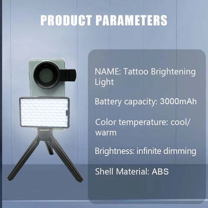 Professional Tattoo Fill Light with 120 LED Beads Reduce Reflected Light of Tattoos 52mm CPL Lens Filter Compatible any Phone