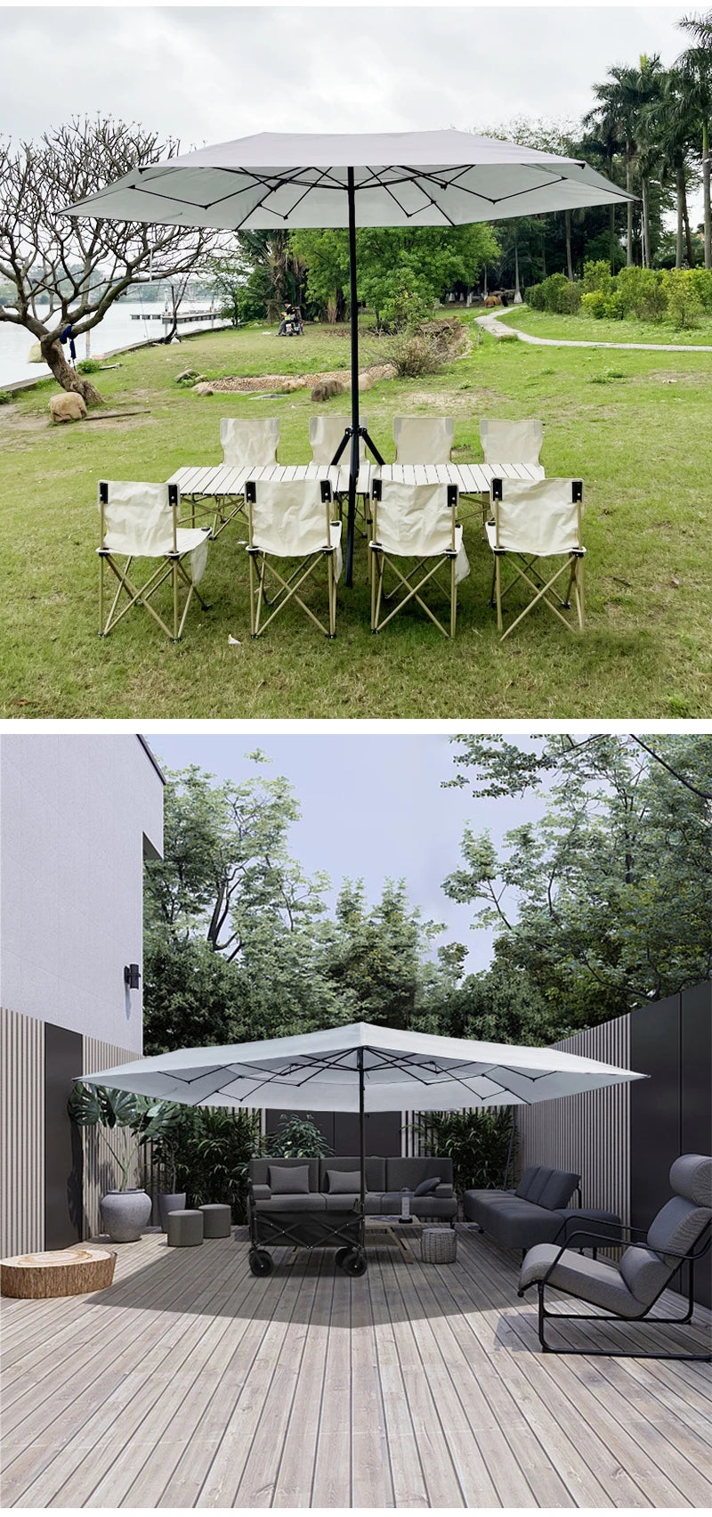 Parasol Beach Pool Easy Folding Metal Folding Wagon Cart Shading Garden Camping Umbrella for Outdoor Heat Insulation