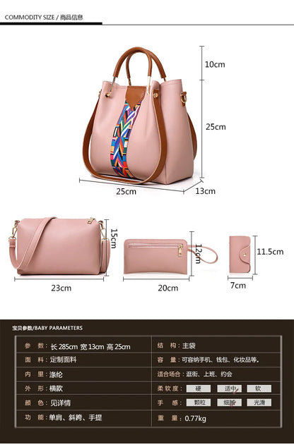 Fashionable Women's Shoulder Bag Hot Sale Of The Season New Style Mother-Child Multi-piece Set Colorful Ribbon Ladies Handbag Si
