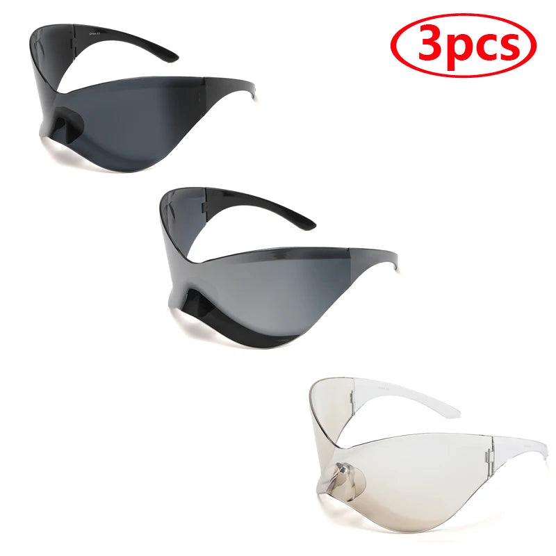 Protective Glasses New Oversized Y2K Punk Rimless Sunglasses Women Men Brand Designer Hip Hop Sport One Piece Sun Glasses Shades