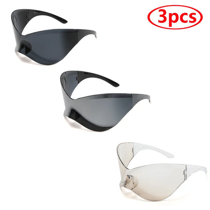 Protective Glasses New Oversized Y2K Punk Rimless Sunglasses Women Men Brand Designer Hip Hop Sport One Piece Sun Glasses Shades