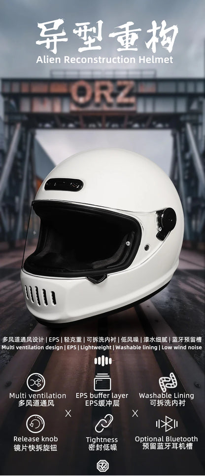 ORZ Classic Design Retro Full Face Motorcycle Helmet DOT Approved Adult Off Road Motorcycle Helmet Capacite Casco Moto