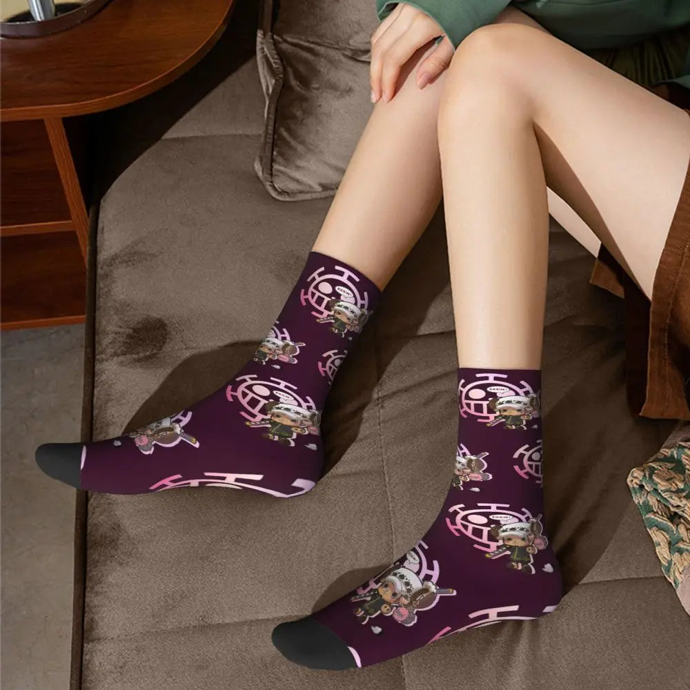 Fashion Men's Socks Harajuku Tony Tony Choppers Sock Luffys Zoros Trafalgar Law Anime Women's Socks Spring Summer Autumn Winter