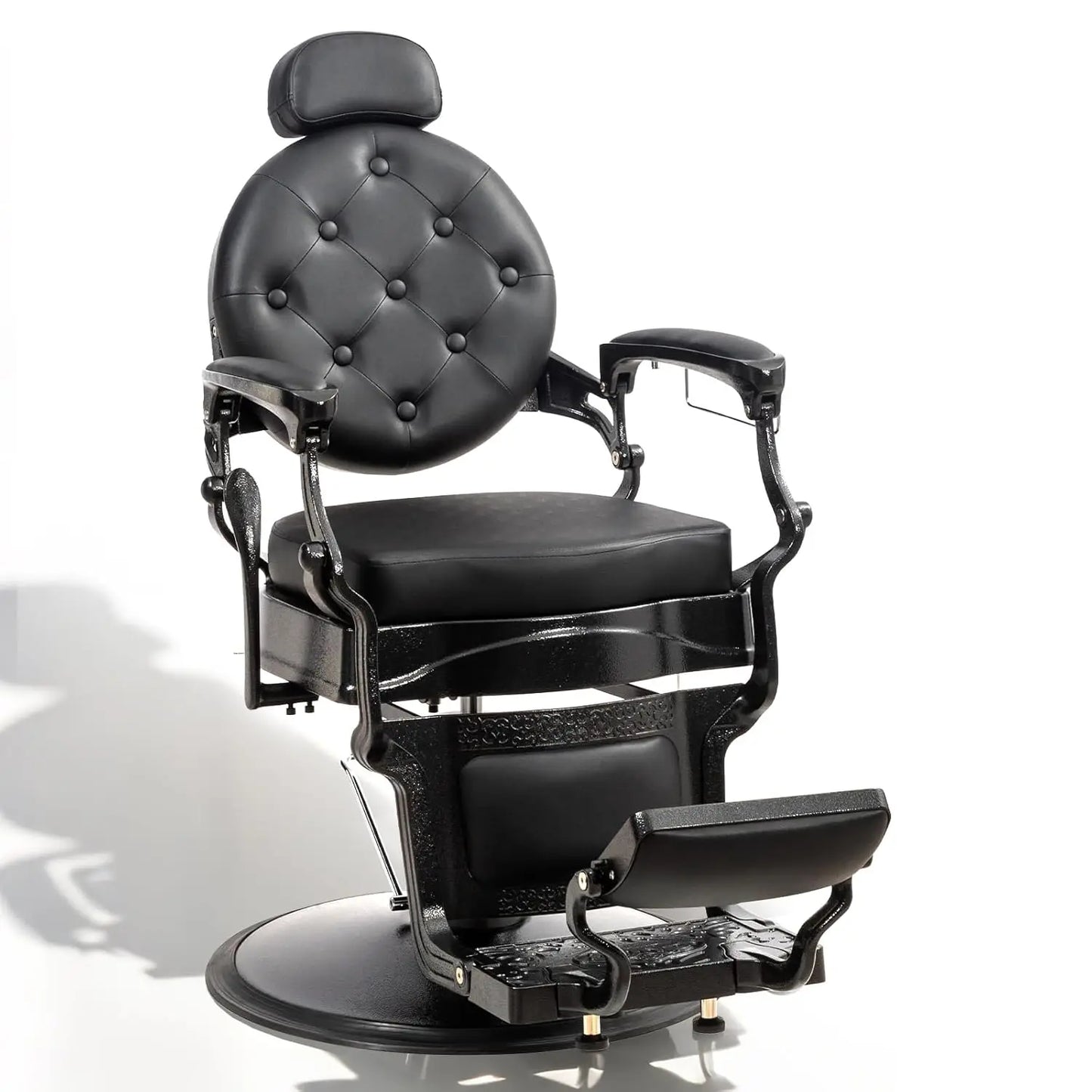Retro Barber Chair Aluminum Frame Adjustable Headrest Footrest Hydraulic Reclining Salon Spa Shampoo, Customized