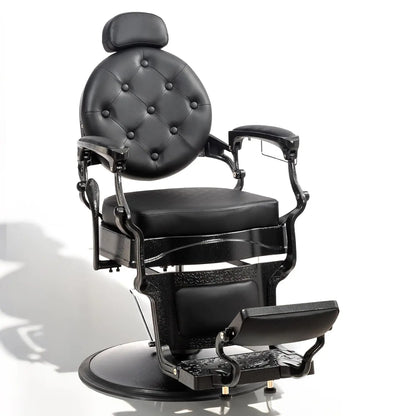 Retro Barber Chair Aluminum Frame Adjustable Headrest Footrest Hydraulic Reclining Salon Spa Shampoo, Customized
