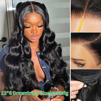 Body Wave 13x4 Lace Frontal Human Hair Wig 13x6 Transparent Lace Frontal Wig For Women 250% Density 16-40 Inch Human Hair Pre Plucked With Baby Hair Black Halloween Wigs Human Hair Curly Wave Wig Christmas Wig