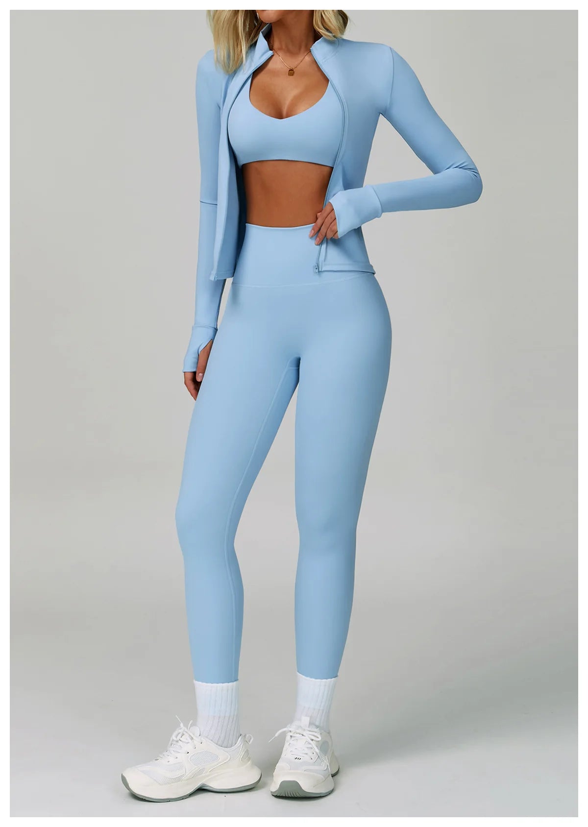 3PCS Yoga Sets Workout Set Women 2 Pieces Gym Suits High Waist Leggings Sport Bra Outfits Long Sleeve Fitness Running Sportswear