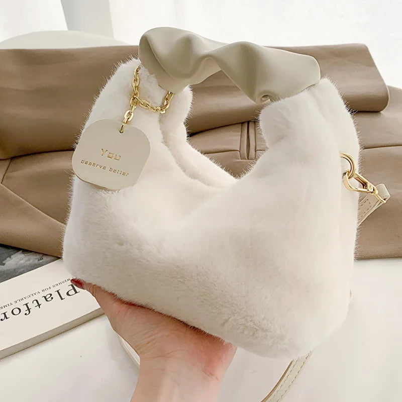 New Woman Soft Plush Handbags Shoulder Bag Fashion Autumn And Winter Korean Version Simple Crossbody Bags For Traveling Shopping