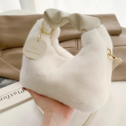 New Woman Soft Plush Handbags Shoulder Bag Fashion Autumn And Winter Korean Version Simple Crossbody Bags For Traveling Shopping