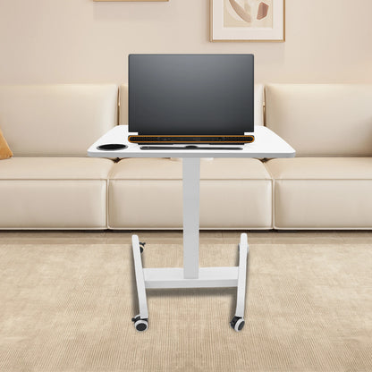 20.5*23.6*44.2in Standing Foot Pedal Lifting Table, Mobile Standing Table, Portable Podium with Wheels - White