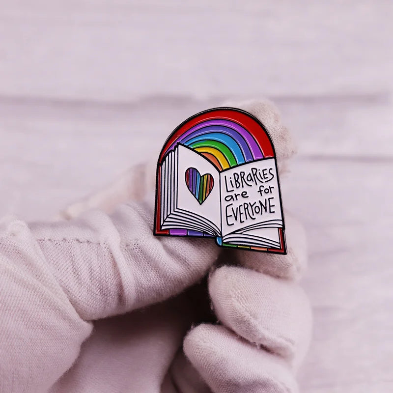 Enamel Pin Rainbow Pride Badge Book Bookish Brooch Jewelry