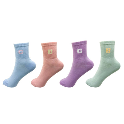 1/4 Pairs Woman Cotton Socks For Women Cotton Female Socks Set Woman Colorful Lady Socks Letter Printed Sock