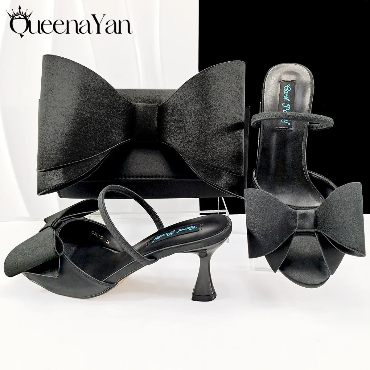 Italian Design Large Butterfly Knot Bag with Opening High Heels or Matching Bag Set - Stylish and Comfortable Women's Shoes