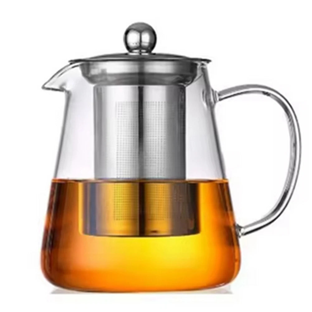 A76X-Heat Glass Teapot With Stainless Steel Tea Stra Flower Kettle Teawareiner Infuser Set Puer Oolong Pot