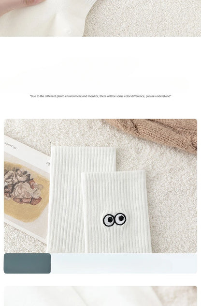 New 5 Pairs Cool Women White Cute Funny Socks Set Cartoon Lady Autumn Winter Female Girl Kawaii Sport Short Socks For Women