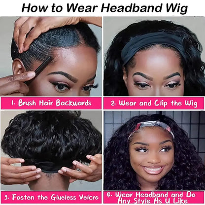 42 Inch Body Wave Headband Wig for Women Human Hair Glueless Wear and Go Glueless 100% Brazilian Virgin Human Hair 200 Density