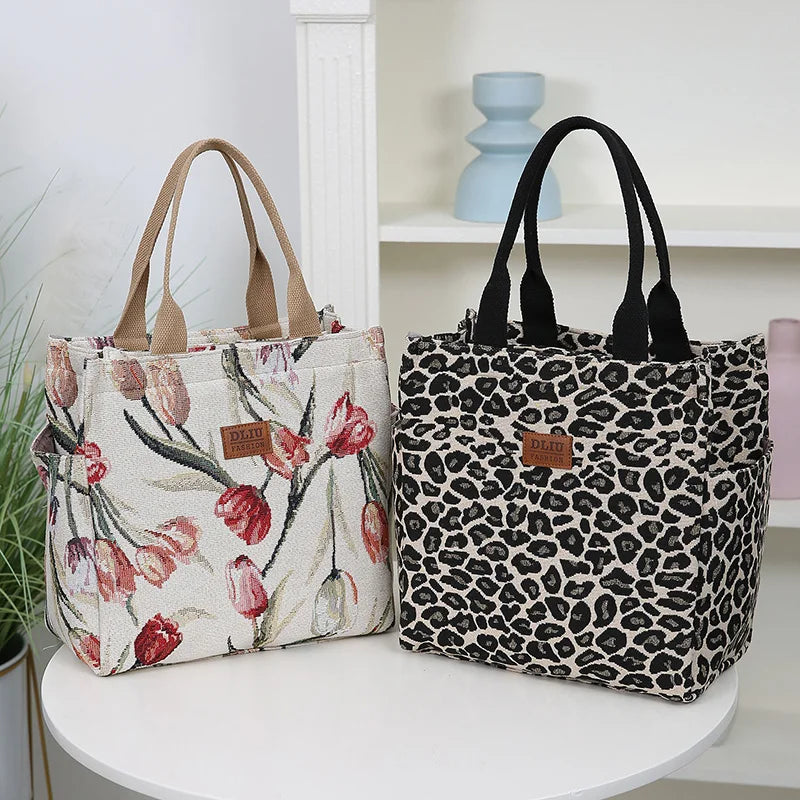 New Thickened Knitted Tote Bag, Floral Pattern Retro Large Capacity Handbag for Work  tote bag Shopping Daily Use School Commute