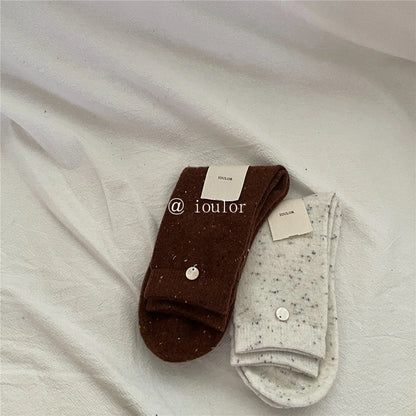 SP&CITY Colored Dotted Sheep Woolen Socks Women's Winter Warm Keeping Middle Tube Socks Casual Thick Korean Fashion Stockings