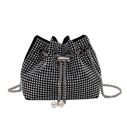 Luxury Women's Bag New High Quality Horseshoe Bucket Bag Exquisite PU Rivet Sequin Design Women's One Shoulder Handbag