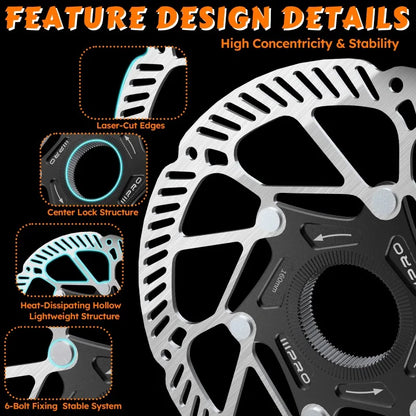 IIIPRO Bike Brake Floating Rotor 140/160/180/203mm Center Lock Brake Disc Ultralight High Strength abstract heat Disc Bike Part