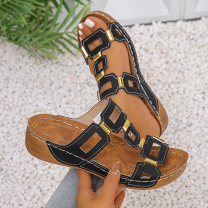 New Women Sandals Roman Style Sandals Women Open Toe Beach Slippers Summer Wedges Comfortable Outdoor Slip-On Shoes Women