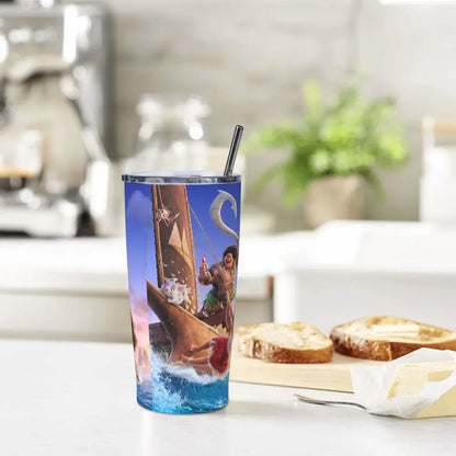 Moana and Pua Cartoon Movie Insulated Tumbler with Straws Stainless Steel Coffee Mugs Double Wall Car Bottle Cups 20oz