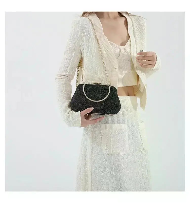 Luxury High Design Women Evening Bag Brand Party Banquet Glitter Bag for Ladies Wedding Clutch Handbag Shoulder Bag Chain Bolsas