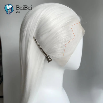 White Lace Front Wig for Women 26Inch Long Straight Synthetic Lace Wigs Heat Resistant Fibers for Cosplay Party Natural Hairline