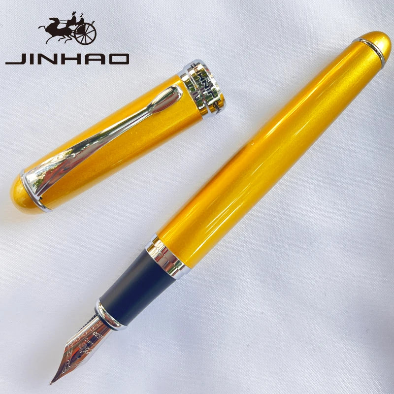 1 PCS Jinhao X750 Fountain Pen Set Medium Nib With Ink Converter Silver Trim Fancy gift calligraphy writing pen
