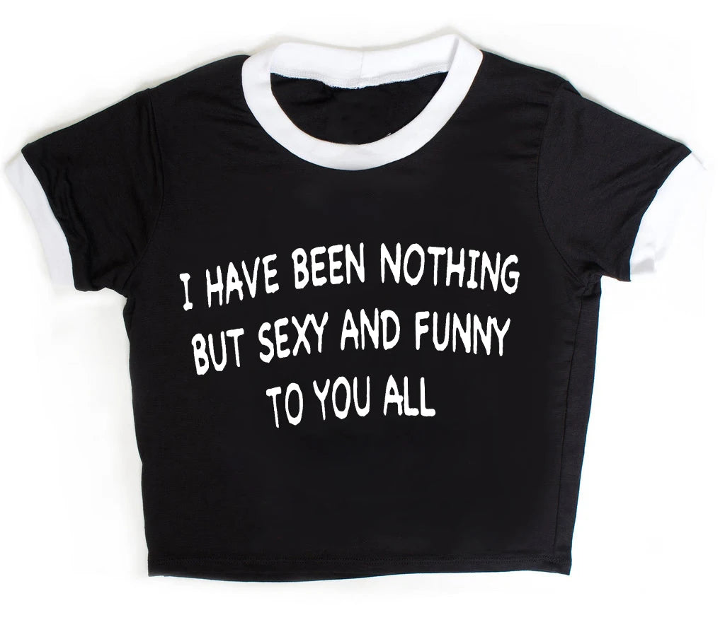 Japanese 2000s Style Y2k Crop Top Sexys T-shirt Vintage Goth Letter Summer Woman Korean Popular Streetwear Tanks & Camis Clothes