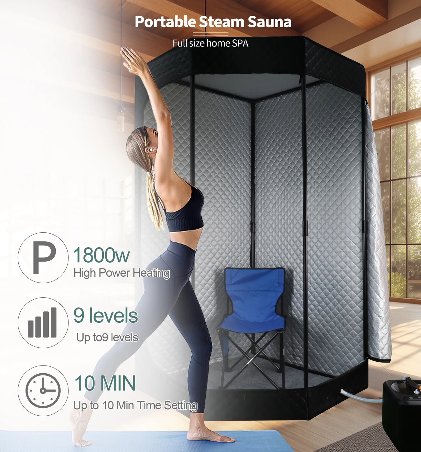 Ultimate Recovery Portable Spa Sauna Pod Red Light Steam Sauna Tent With Steamer Floor Mat Accessories