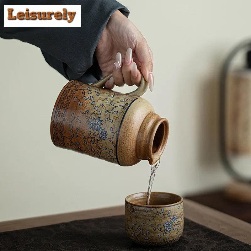 580ML Large Capacity Ceramic Stewed Teapot Tea Brewing Insulated Single Pot Pottery Kettle For Office Outdoor Use Kung Fu Teaset