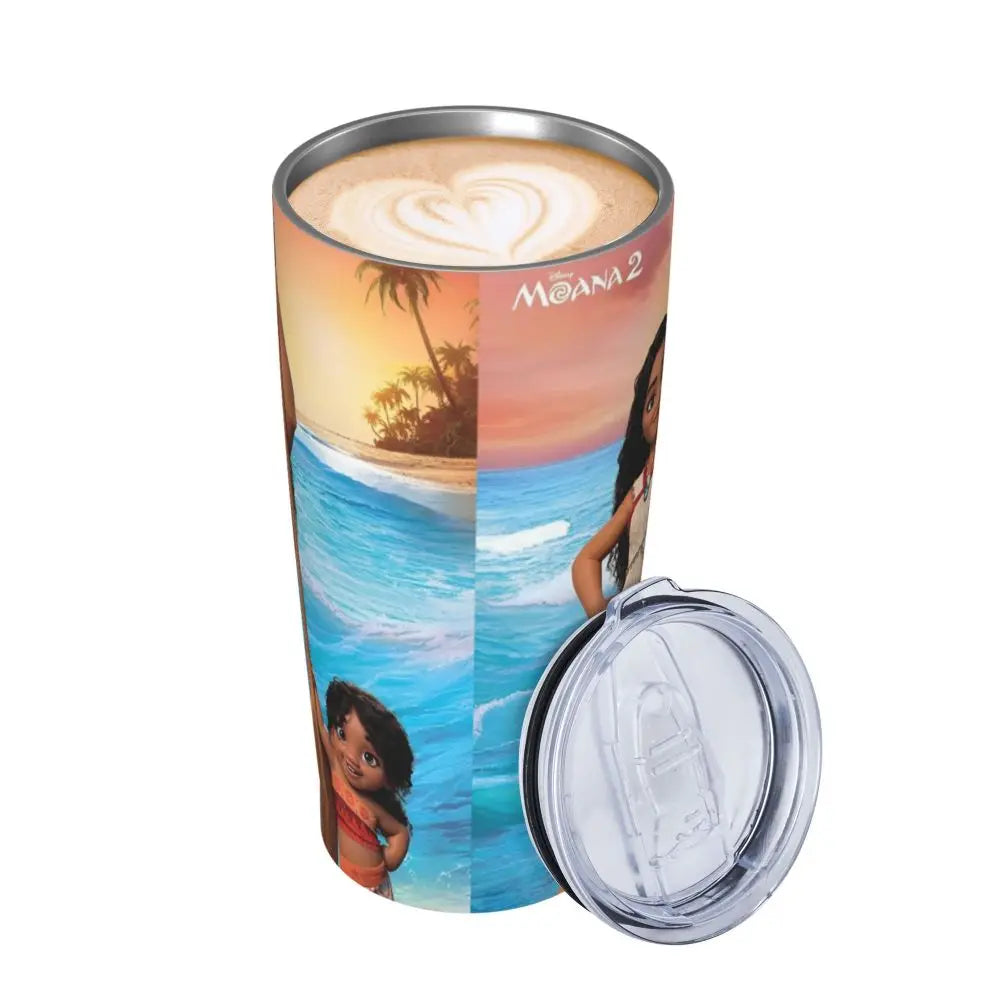 Moana and Pua Cartoon Movie Insulated Tumbler with Straws Stainless Steel Coffee Mugs Double Wall Car Bottle Cups 20oz
