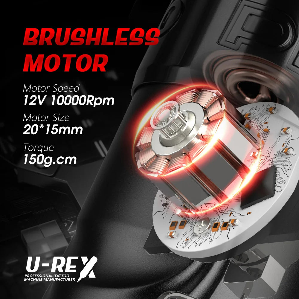 T-Rex Wireless Tattoo Machine Rotary Pen Coreless Motor 4.0mm Travel with Two 1600mAh Batteries Suitable for Tattoo Artists