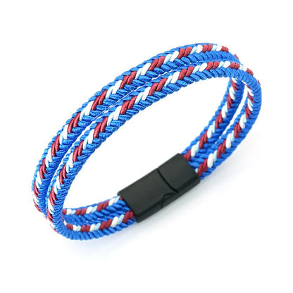 Noter New Pride Rainbow Braided Bracelet For Men Women Handmade Woven Rope Bangle Magnetic Clasp Wristband Versatile Jewelry