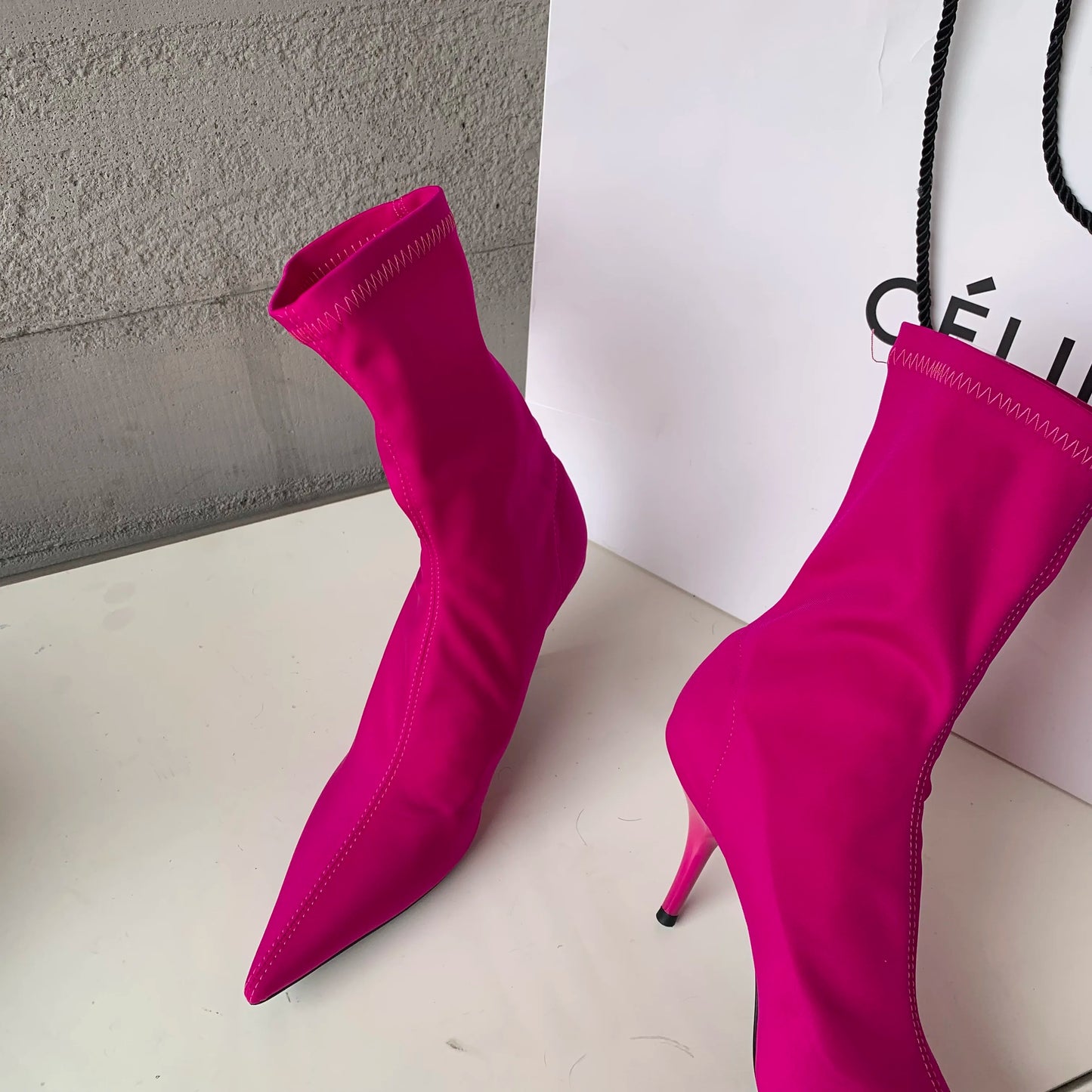 Eilyken New Spring Autumn Stretch Fabric Women Ankle Boots Sexy Pointed Toe High Heels Fashion Female Socks Pumps Shoes