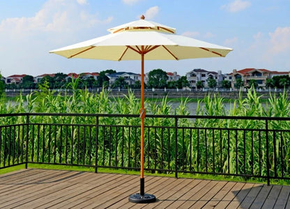 Luxury Custom Wooden Patio Umbrella Aluminum Frame Backyard Garden Sunshade for Outdoor Beach Hotel & Park Use