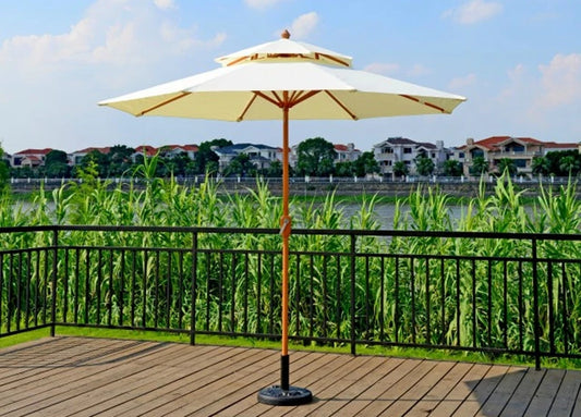 Luxury Custom Wooden Patio Umbrella Aluminum Frame Backyard Garden Sunshade for Outdoor Beach Hotel & Park Use