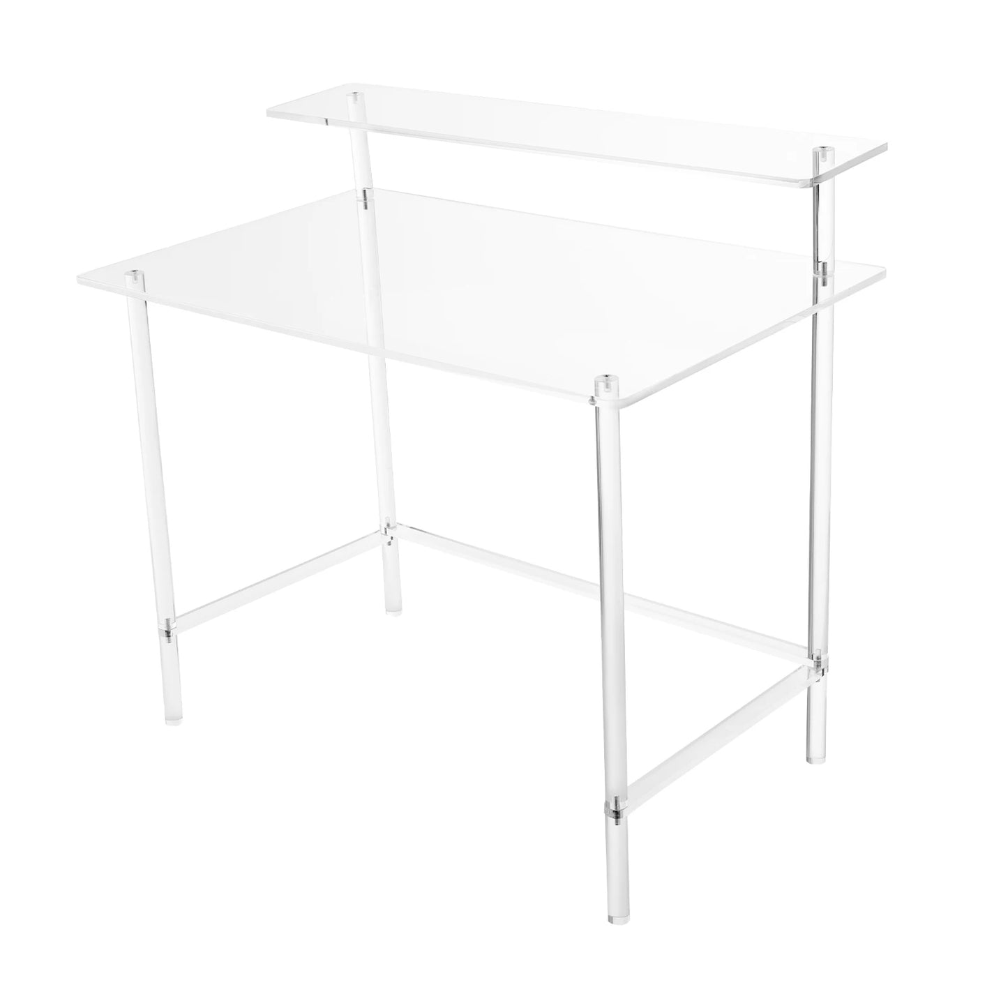Acrylic Desk 2-Tier Computer Desk Home Office Clear Desk 31.5*19.69*34.65in Writing Table Vanity Desk Study Desk