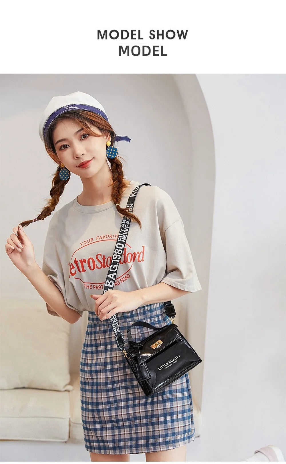 Bright Leather Kelly Bag - Printed Shoulder Crossbody Purse, Women's Easy-to-Match Fashion Handbag